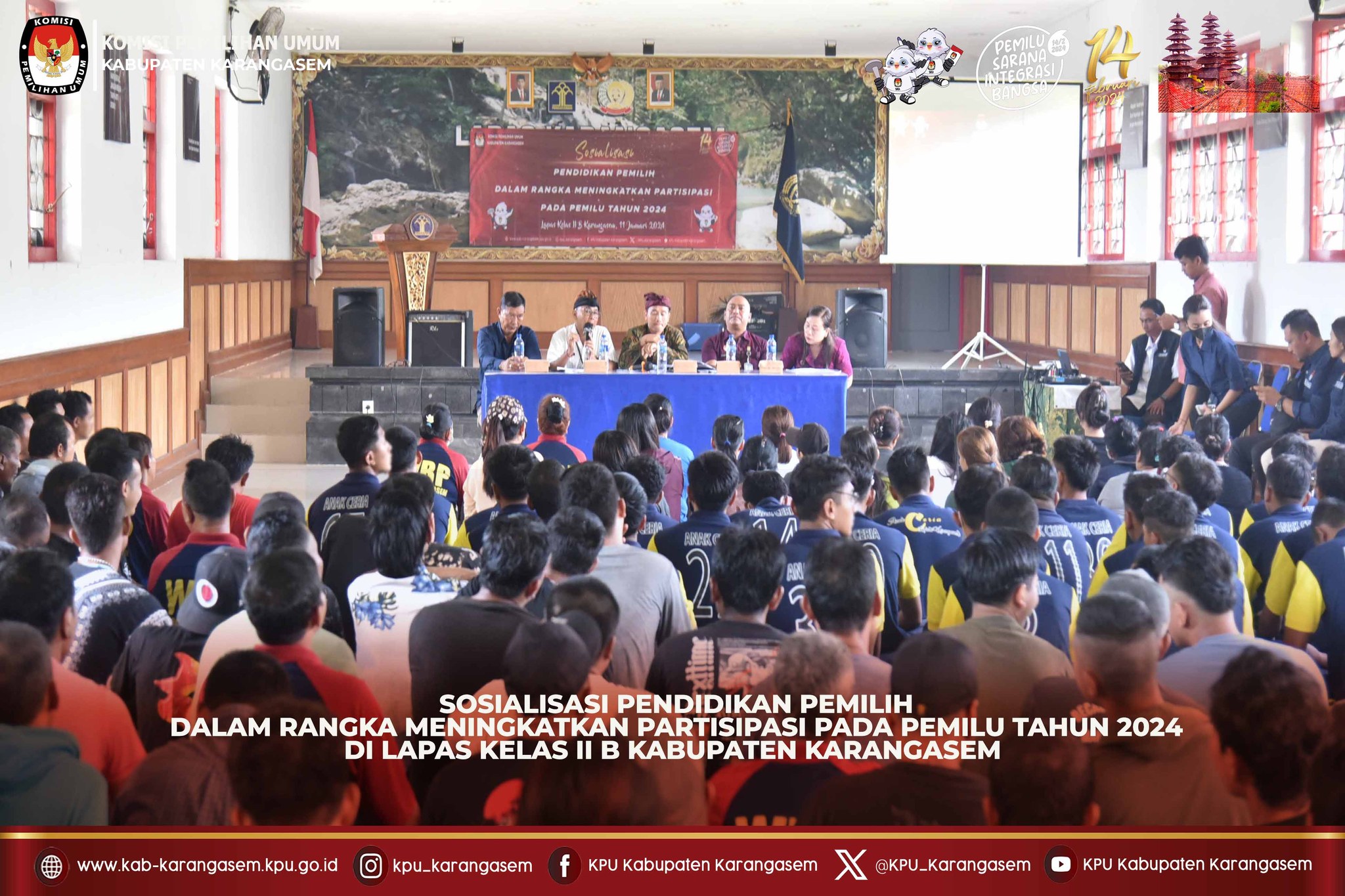 Sosialisasi Pendidikan Pemilih di Lapas Kelas II B Kabupaten Karangasem, Kamis (11/1).2024