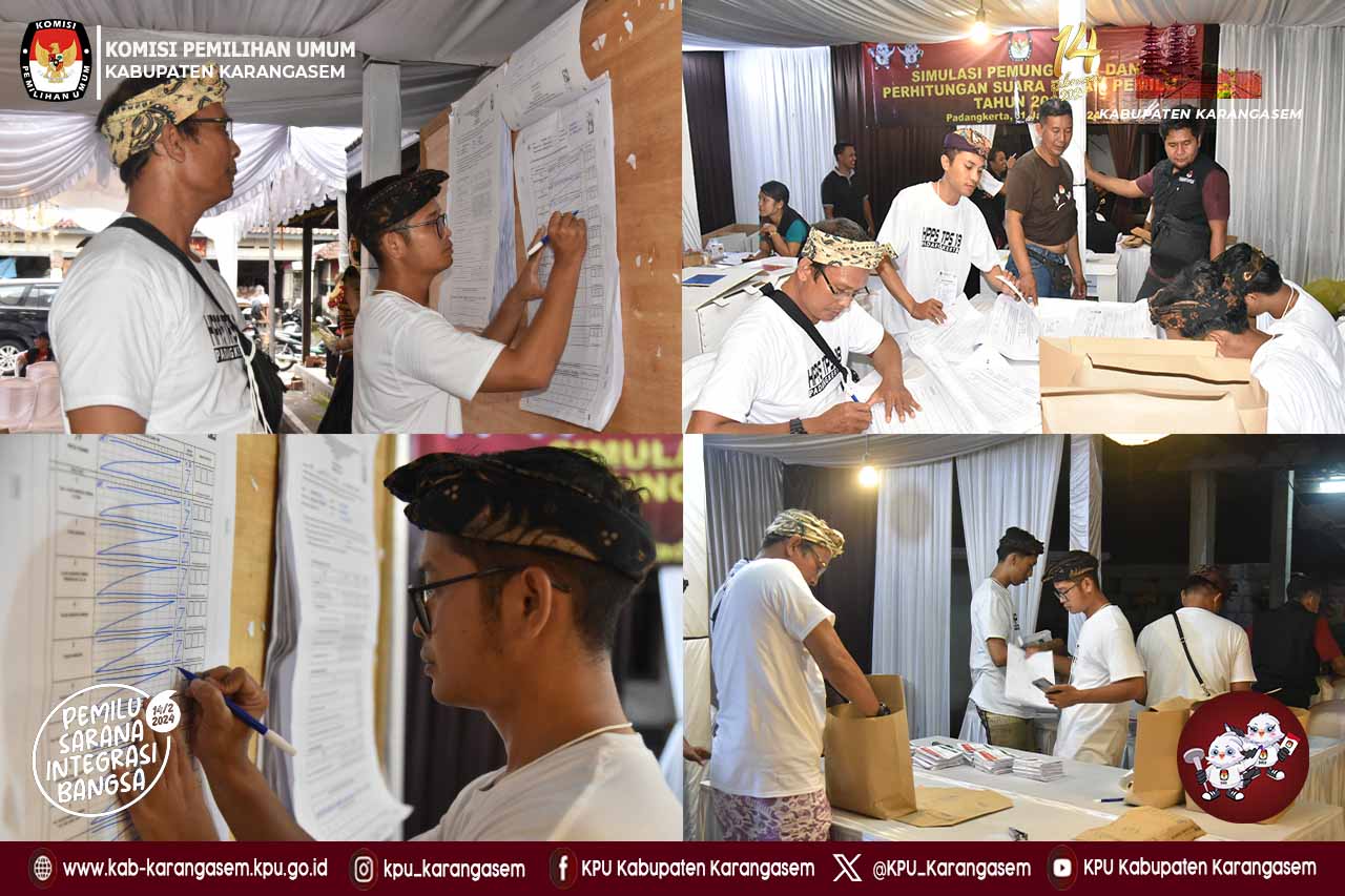 Simulasi Pemungutan dan Penghitungan Suara di TPS 18  Padangkerta,, Rabu (31/1).2024