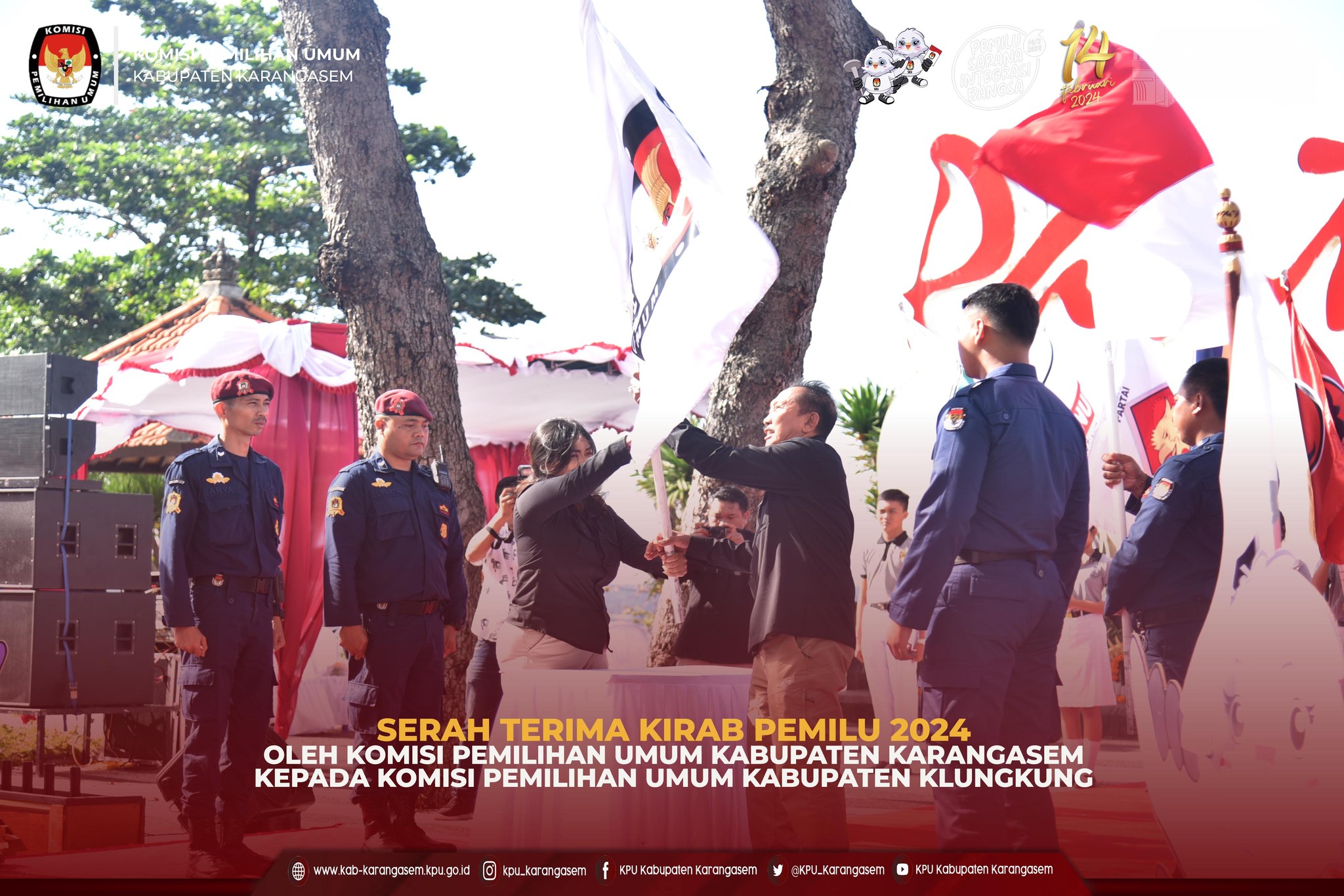 Serah Terima Kirab Pemilu 2024 di Goa Lawah, Kabupaten Klungkung, Rabu (19/7) 2023