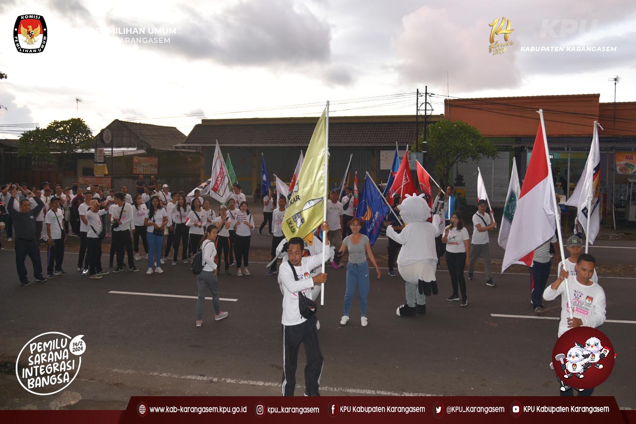 Kirab Pemilu 2024 Hari ke-4 pada kegiatan Car Free Day di Jl. Veteran Amlapura, Minggu (16/7 2023