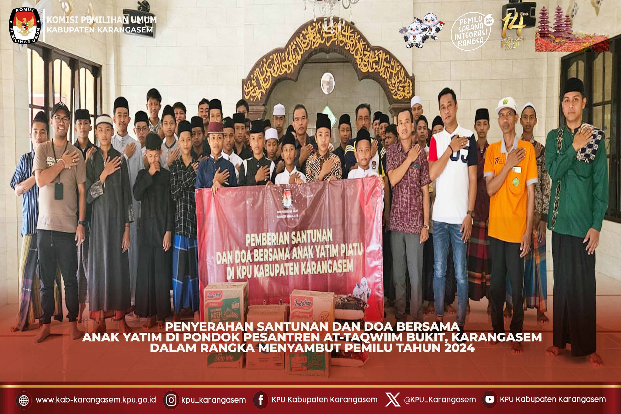 Santunan dan Doa Bersama Anak Yatim Piatu di Pondok Pesantren At-Taqwiim,, Jumat (5/1).2024