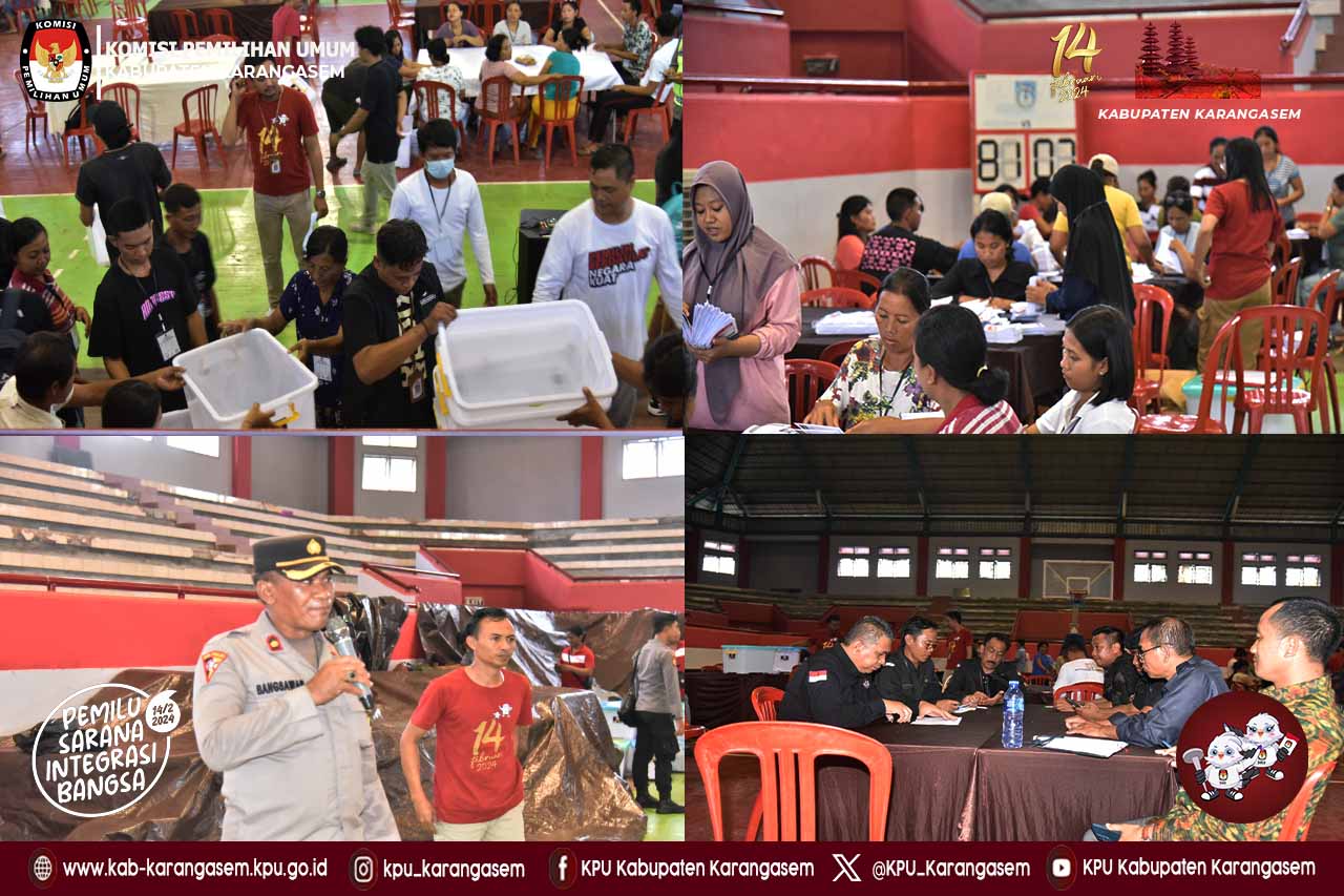 pelipatan Surat Suara Pemilu Tahun 2024 di GOR Gunung Agung Amlapura, Rabu (3/1).2024