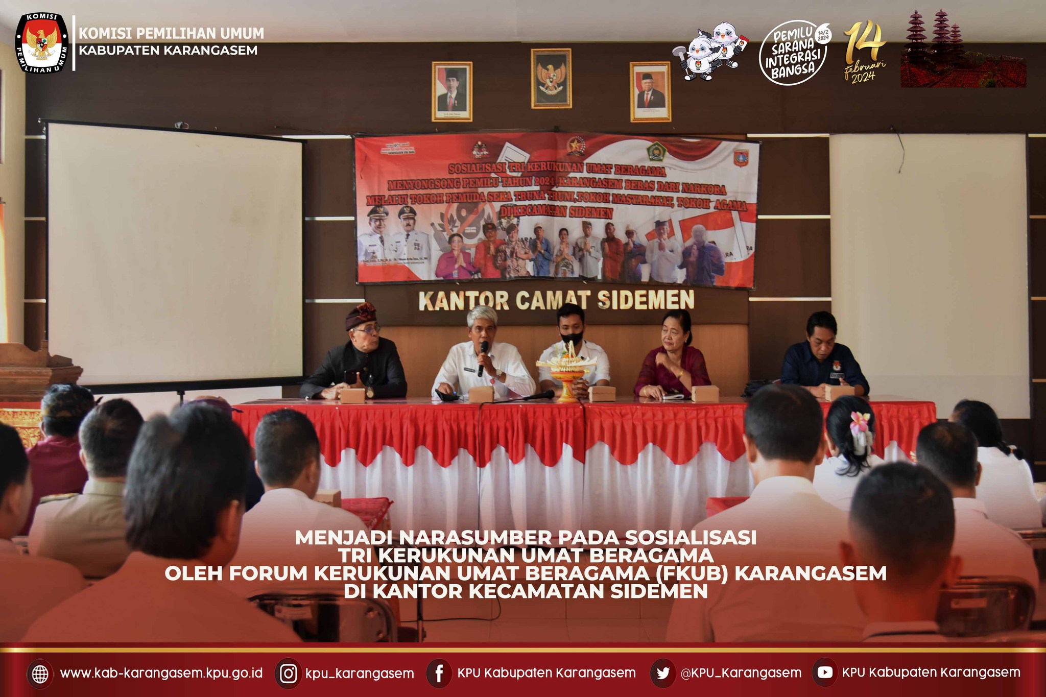 Sosialisasi FKUB Karangasem di Kantor Kecamatan Sidemen, Rabu (8/11). 2023