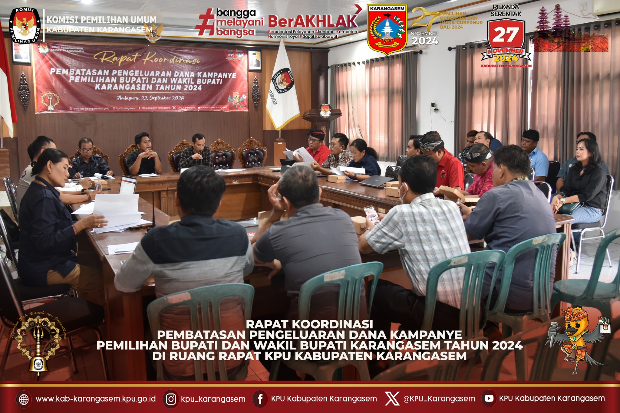 Rapat Koordinasi Pembatasan Pengeluaran Dana Kampanye Pilbub karangasem, 22 September 2024