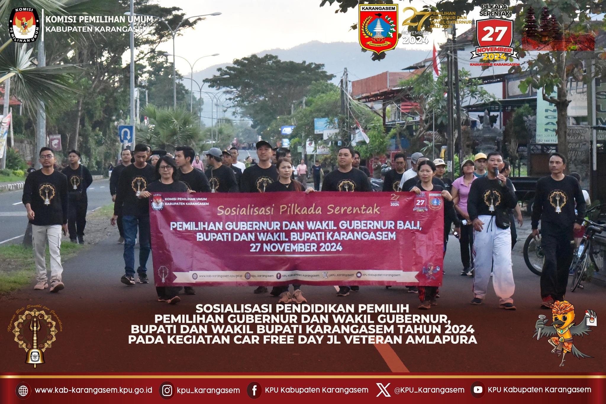 Sosialisasi Pilkada Serentak 2024 melalui jalan sehat di jl.Veteran , 11 Agustus 2024