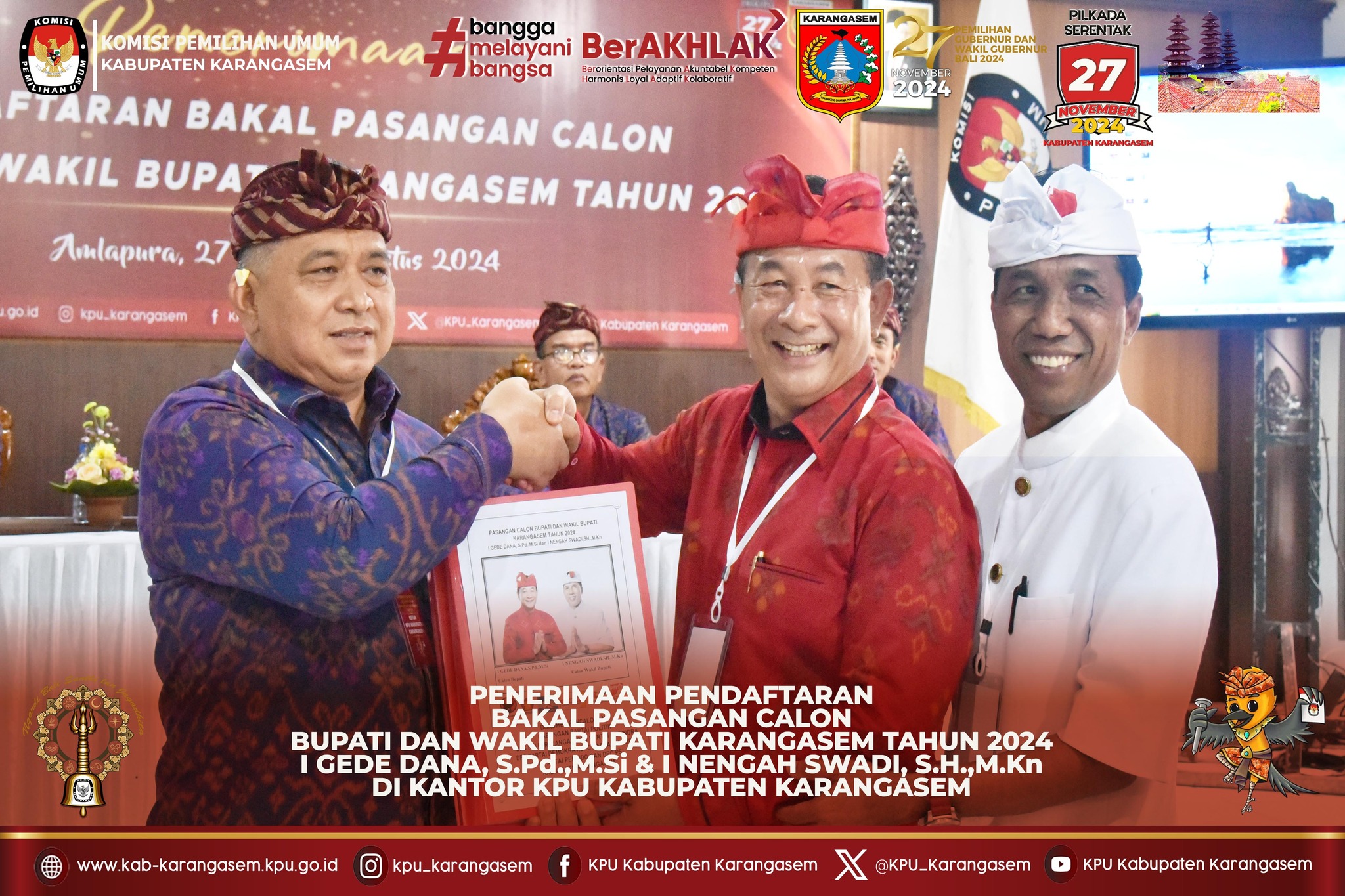 Penerimaan Pendaftaran Bacalon Pilbub Karangasem Dana Dipa , 29 Agustus 2024