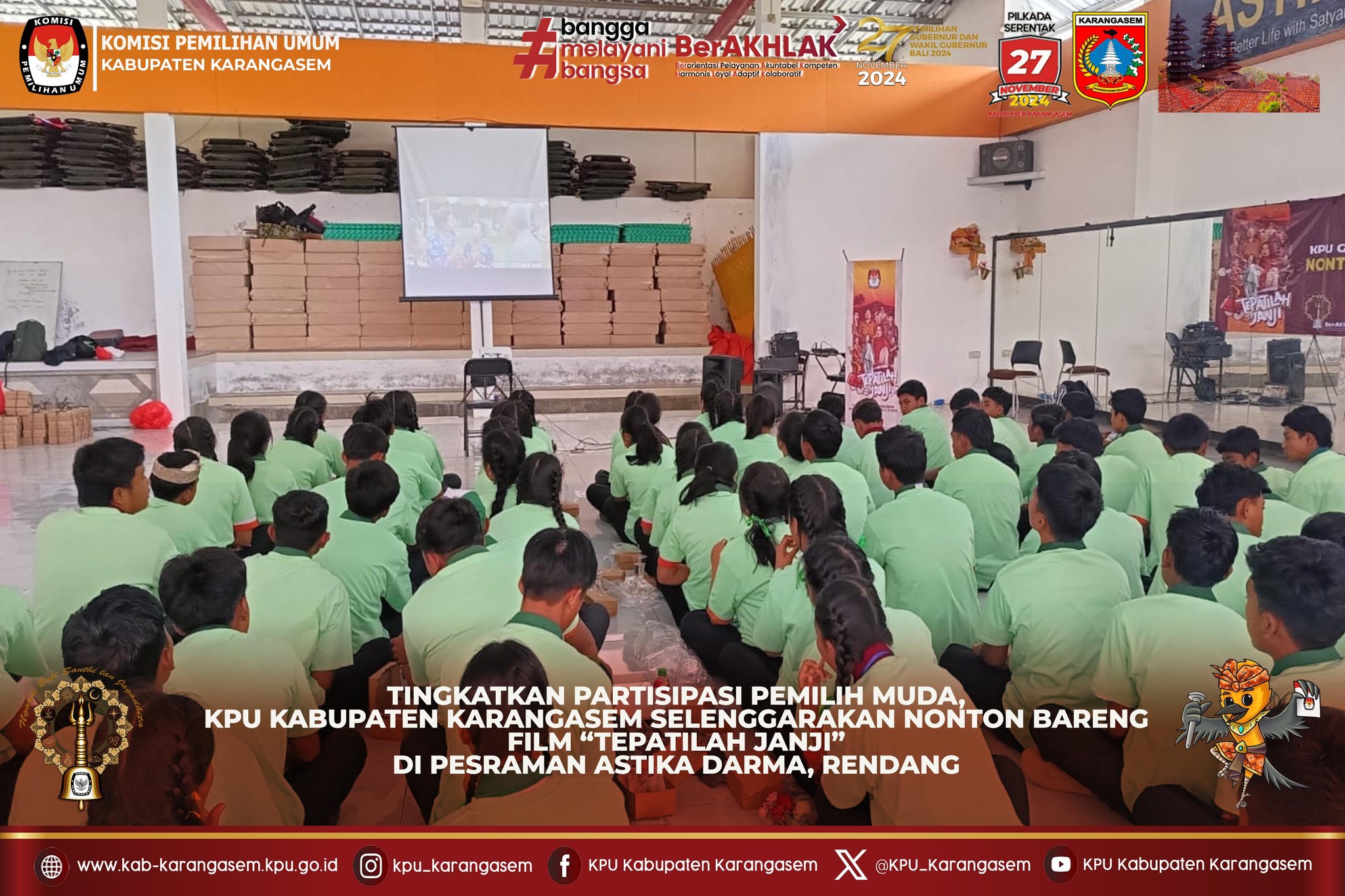 KPU Goes to Pesantren/Pesraman nonton Film Tepatilah Janji di Pesraman Astika Darma