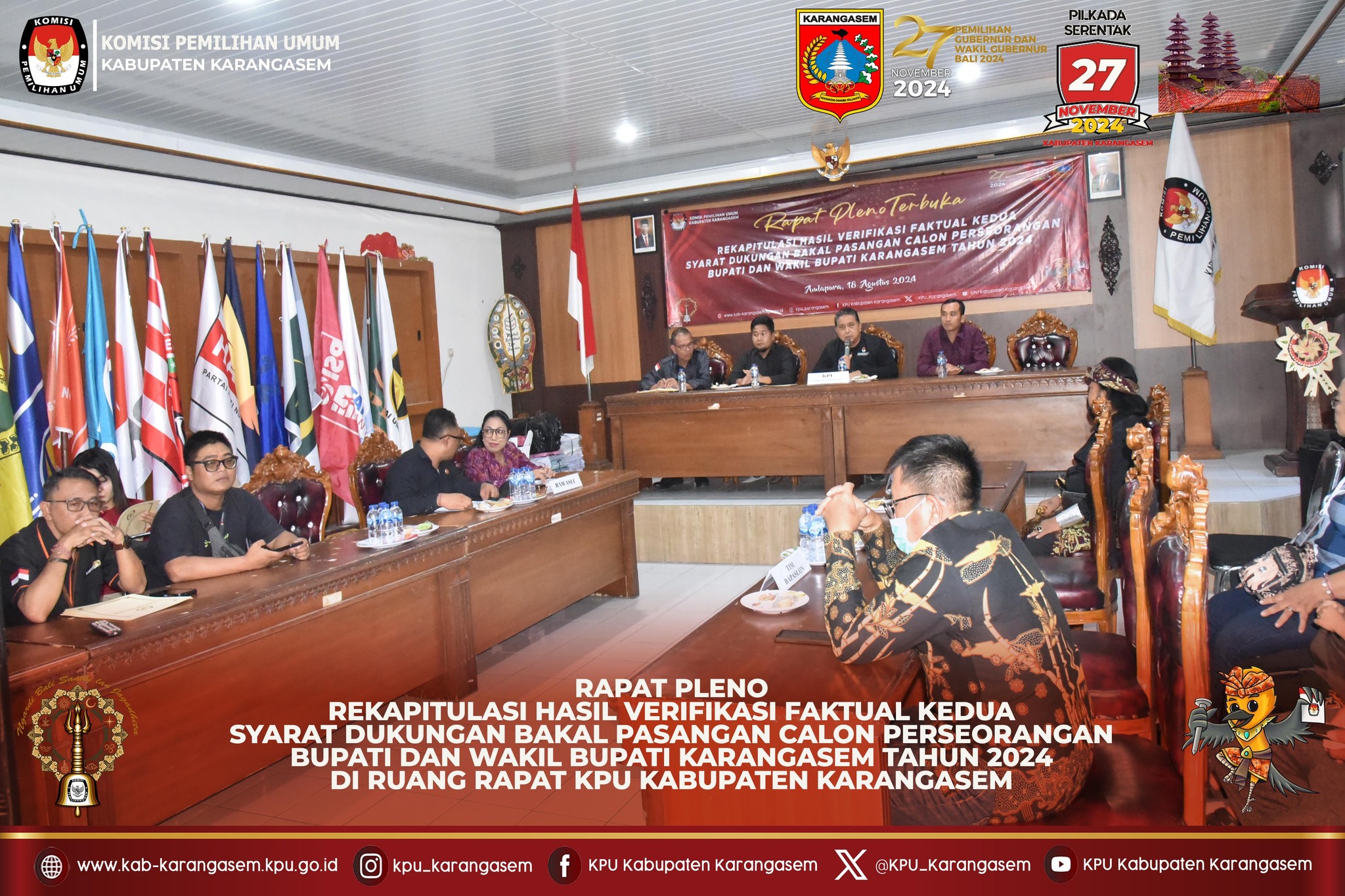 Pleno hasil verifikasi kedua syarat dukung calon Perseorangan Pilbub , 18 Agustus 2024