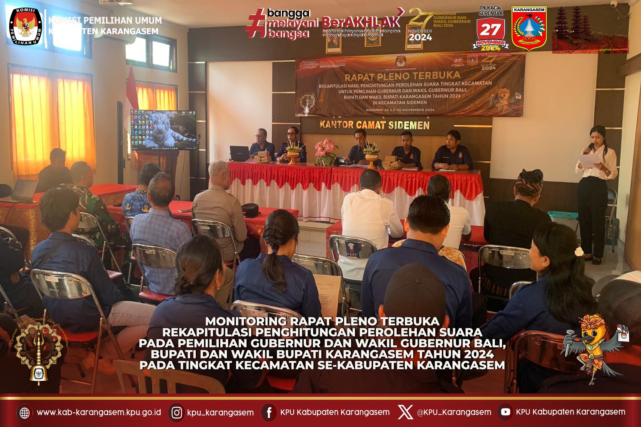 Rapat Pleno terbuka hasil suara Pilkada Karangasem tingkat Kecamatan