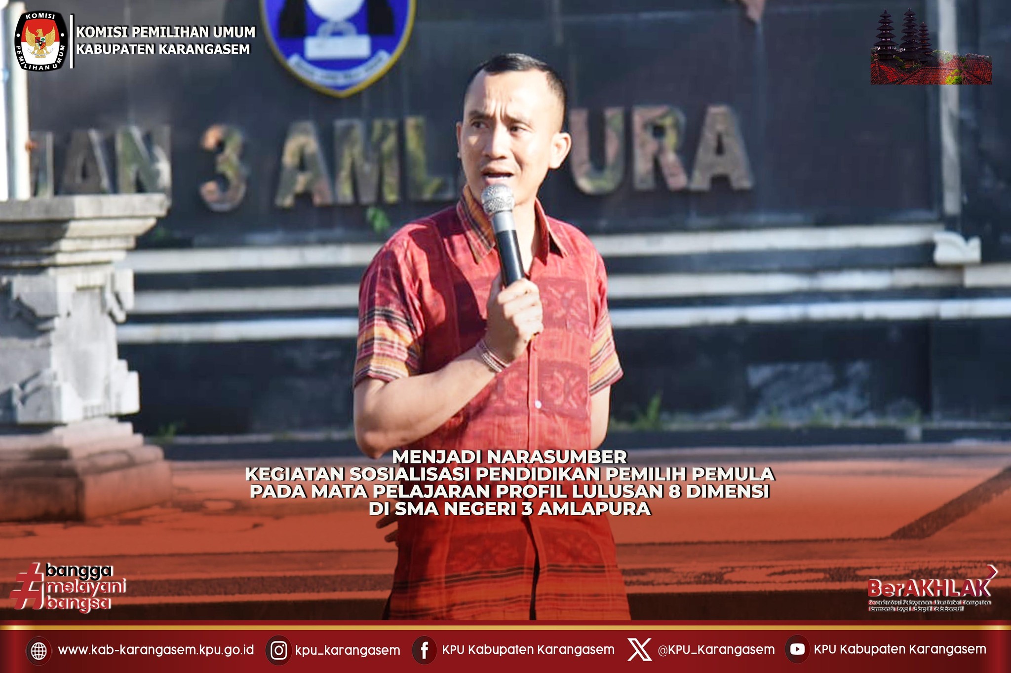 Sosialisasi Pendidikan Pemilih di SMA Negeri 3 Amlapura, Jumat (17/10).2025