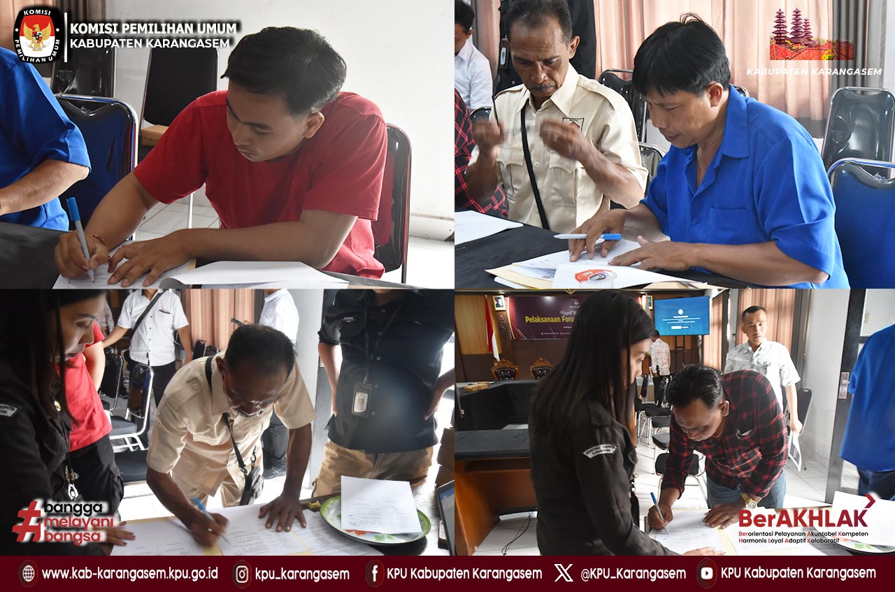 Rakor Forum Konsultasi Publik di Kantor KPU Kabupaten Karangasem, Rabu (12/11/2025).