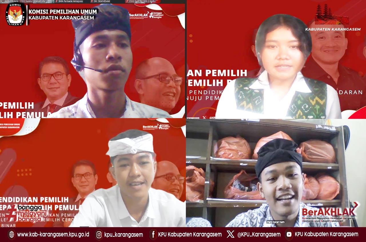 Webinar Pentingnya Pendidikan Pemilih  melalui youtobe KPU Kab. Karangasem, Kamis (6/11/2025).