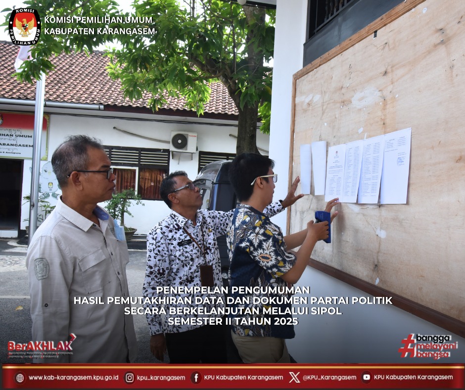 Pengumuman  Pemutakhiran Data Parpol Berkelanjutan Semester II Tahun 2025, Jumat 2/1/2026.