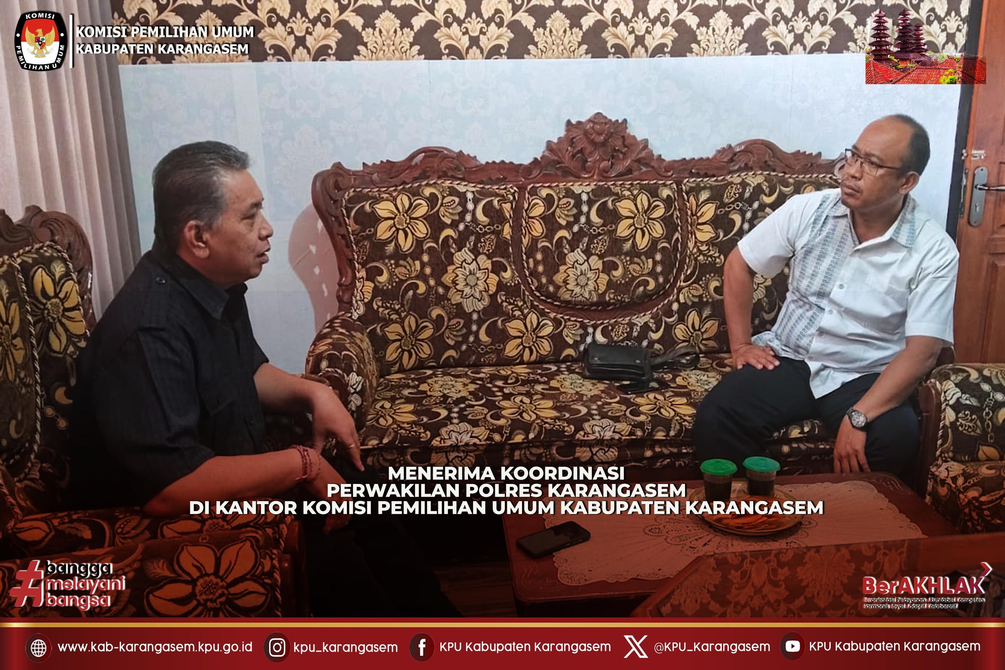Menerima perwakilan Polres Karangasem di Kantor KPU Kabupaten Karangasem, Rabu (14/1/2026).