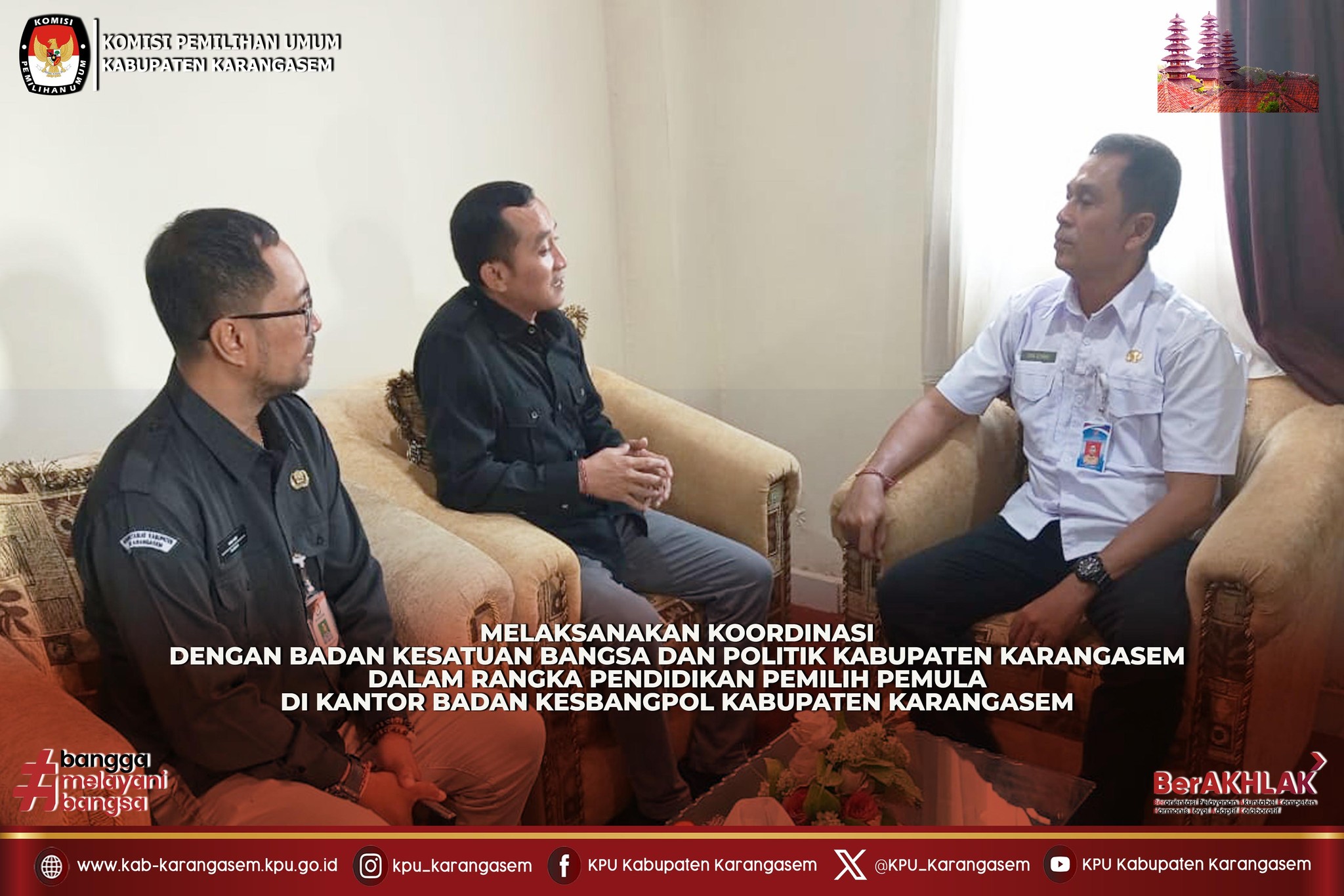 Koordinasi dengan Kesbang Pol Kabupaten Karangasem terkait Pendidikan Pemilih, Rabu, 14/1/2026