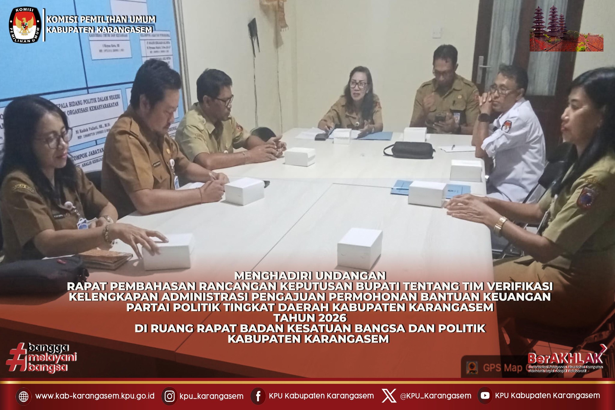 Menghadiri undangan rapat verifikasi Parpol di Kesbangpol Karangasem, Senin 26/1/2026