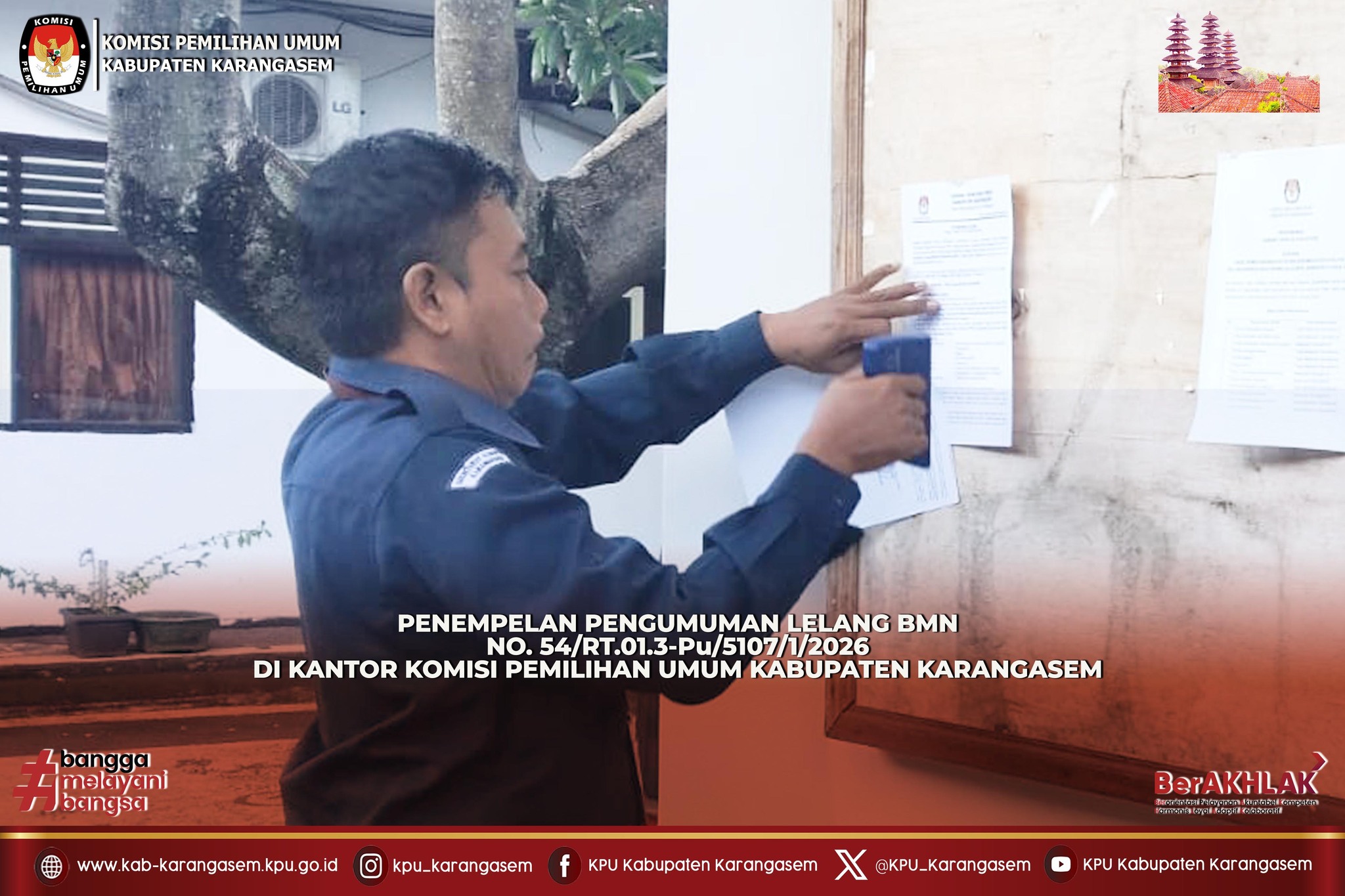 pengumuman Lelang BMN 27 Januari 2026 No.54/RT.01.3-Pu/5107/1/2026 di papan pengumuman.