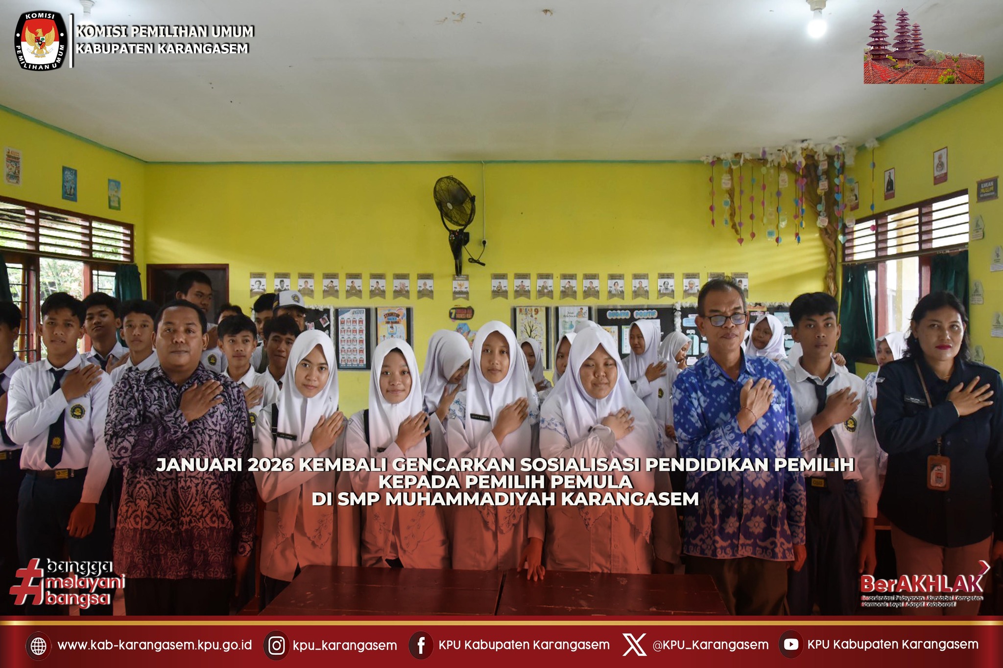Sosialisasi Pendidikan Pemilih kepada Pemilih Pemula di SMP Muhammadiyah, Selasa, 27/1/2026