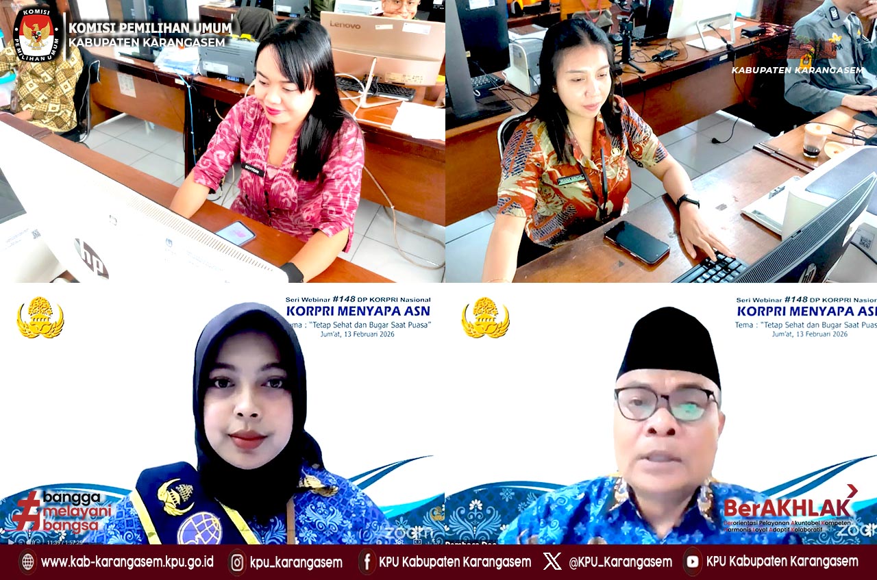 Zoom Meeting dan Live Streaming Youtube Seri Webinar #148 “KORPRI MENYAPA ASN” jUMAT, 13/2/2026