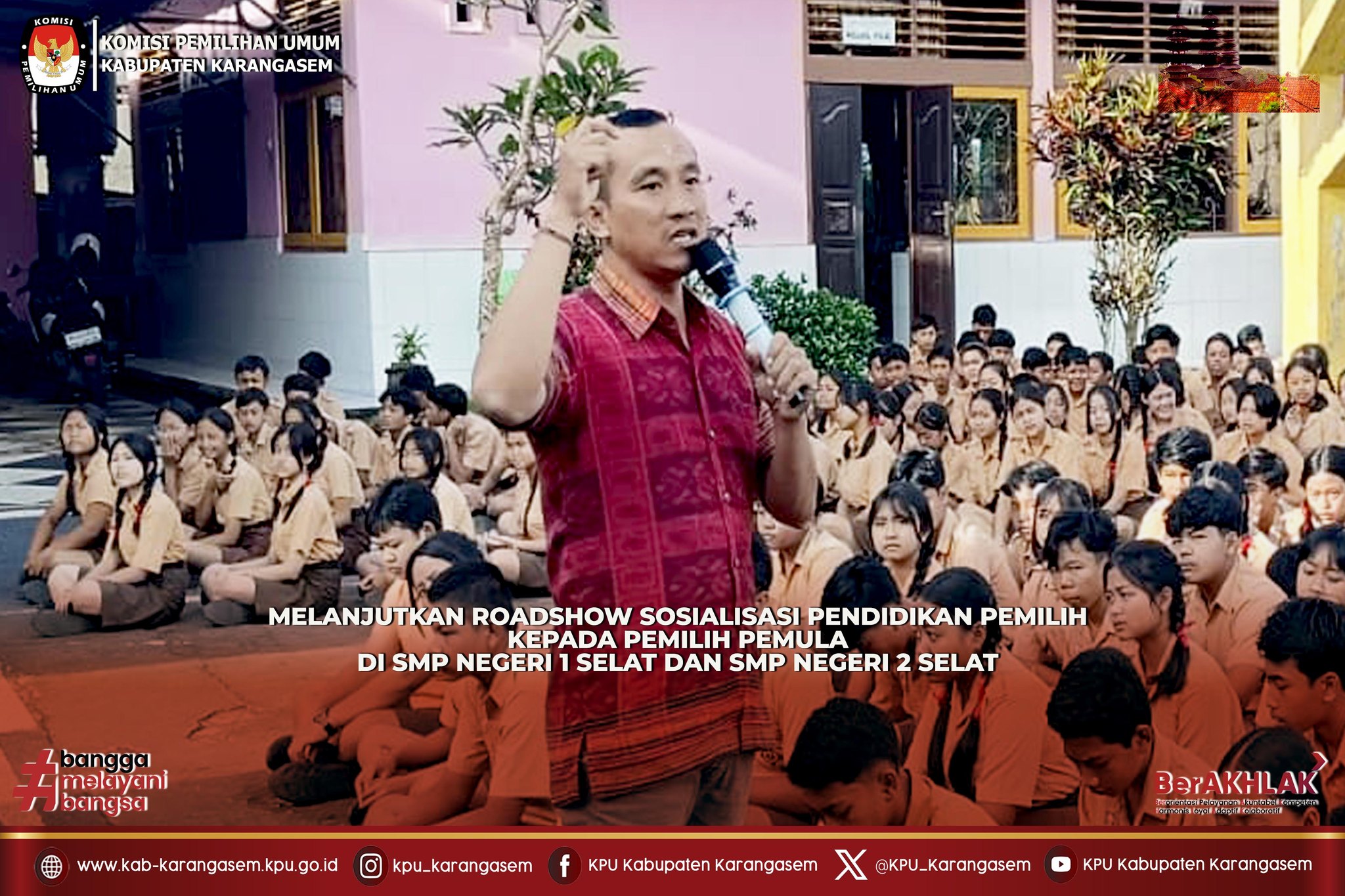 KPU Karangasem Goes To School di SMPN 1 Selat dan SMPN 2 Selat . Jumat,6 /3/2026