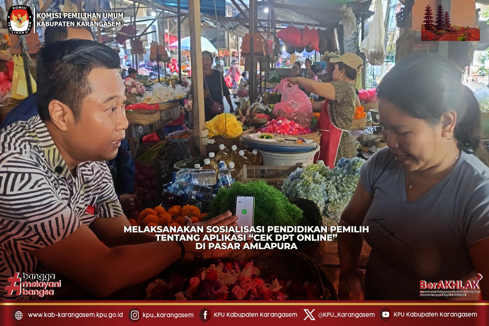 Sosialisasi Cek DPT Online di Pasar Amlapura Selasa (14/4/2026).