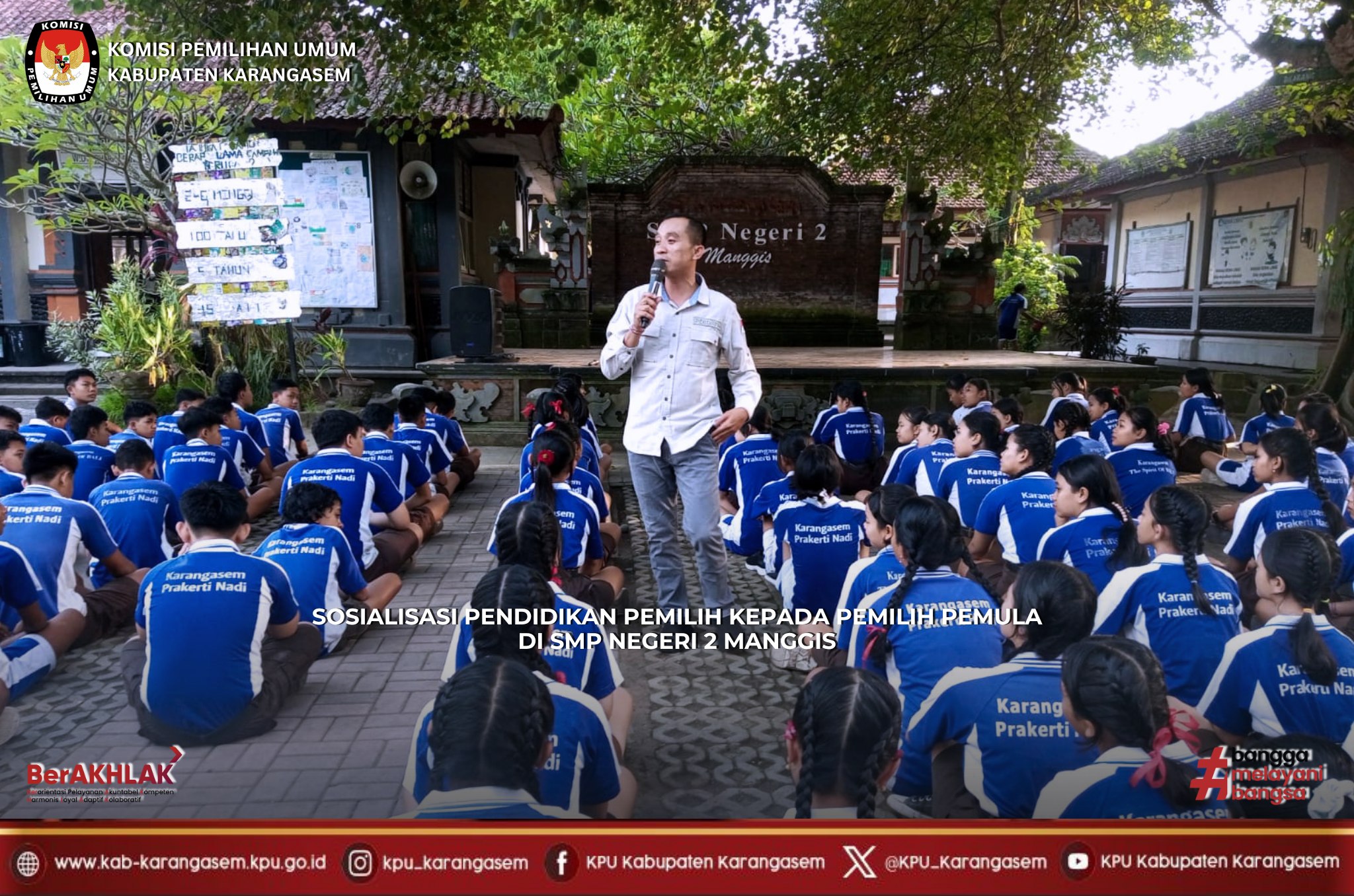 Sosialisasi pendidikan pemilih sejak dini di SMPN 2 Manggis Sabtu (25/4/2026)