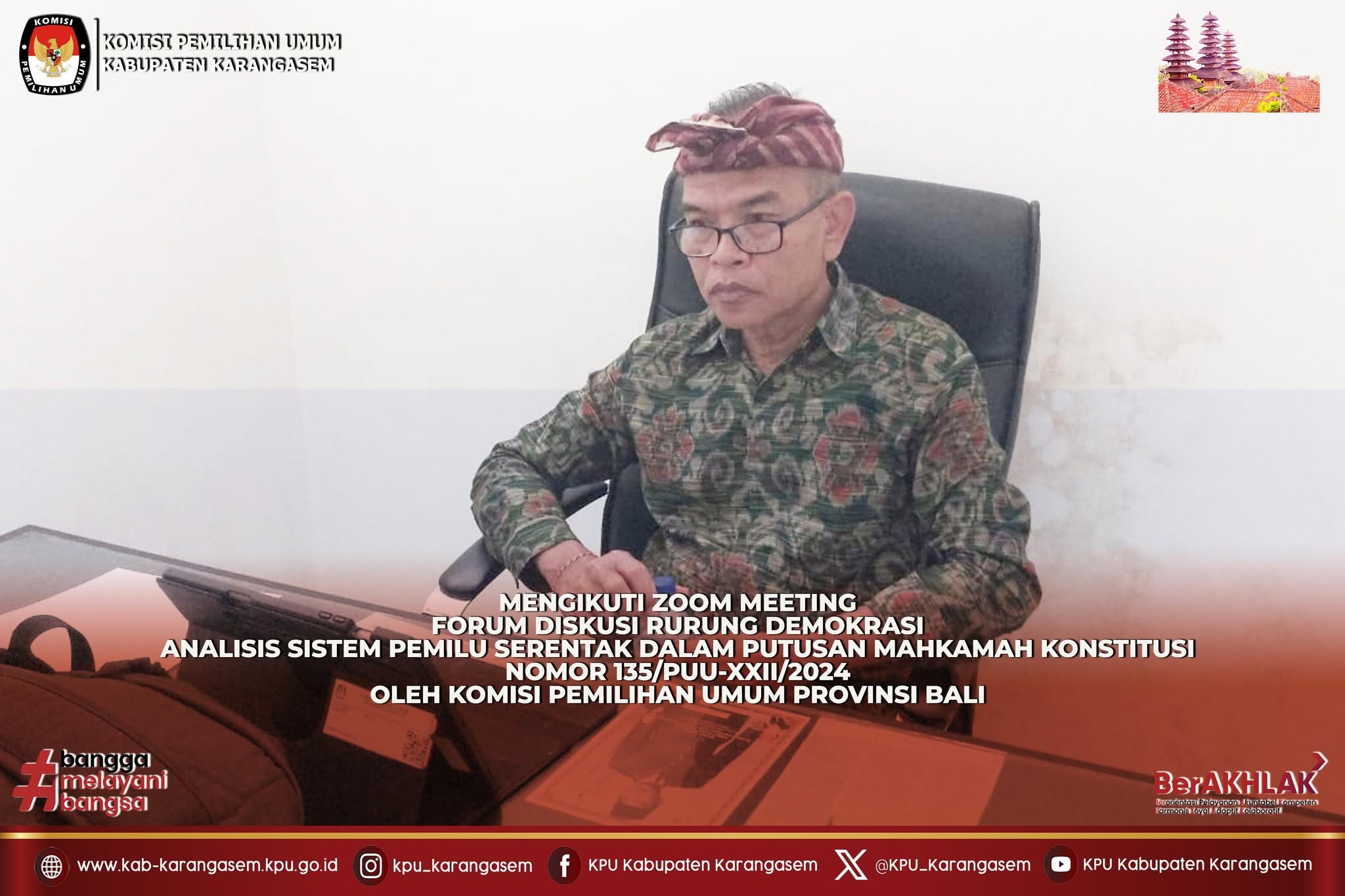 Mengikuti Forum Diskusi Rurung Demokrasi Analisis Sistem Pemilu Serentak Kamis (30/4/2026).