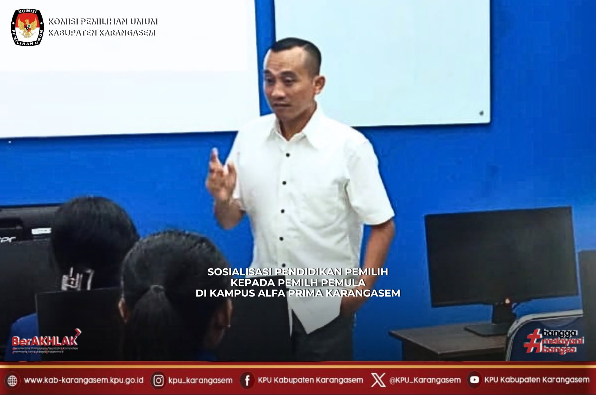 Sosialisasi Pendidikan Pemilih di Kampus Alfa Prima Karangasem, Senin (11/5/2026)